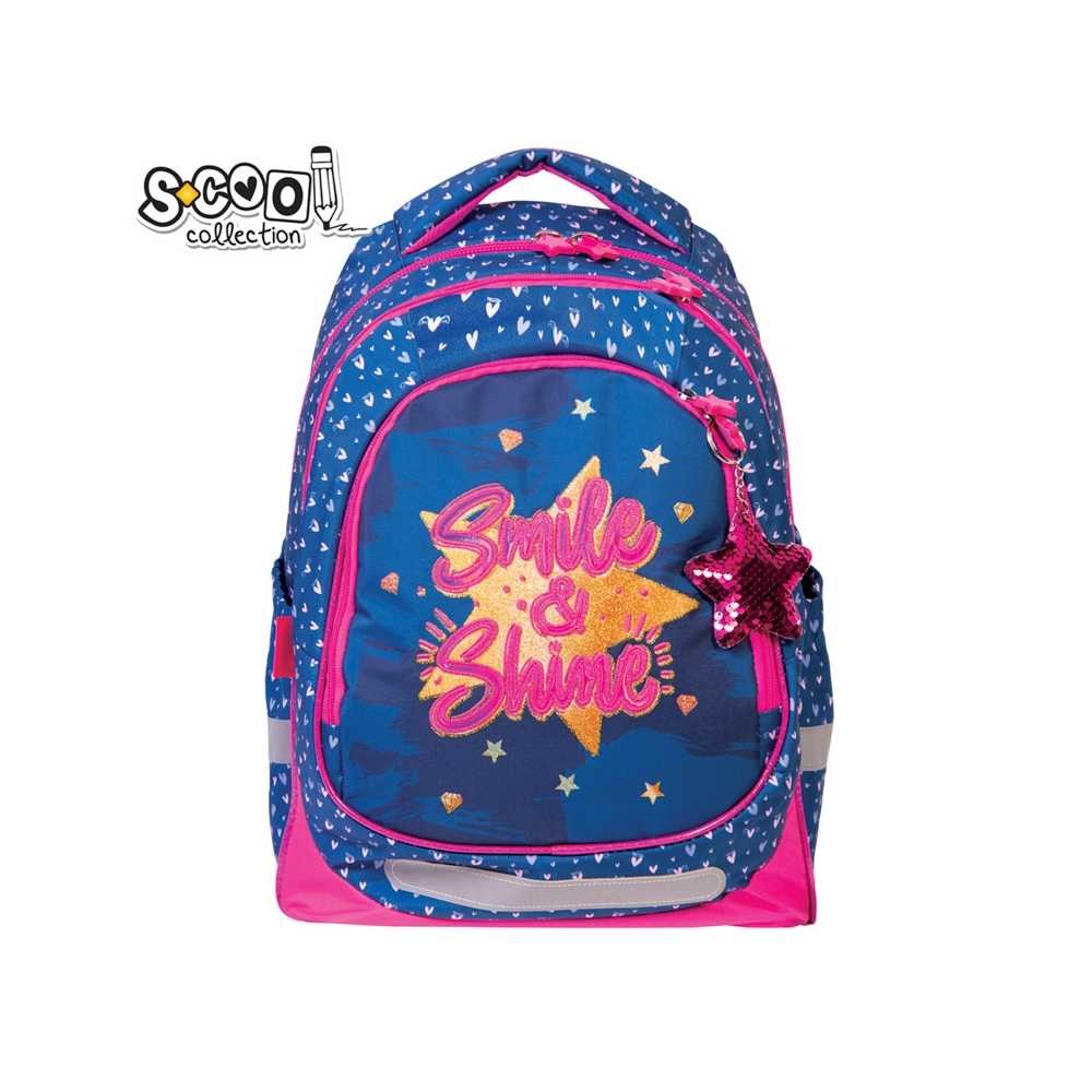 Ghiozdan anatomic Smile and Shine, cu inimioare, inaltime 41 cm - imagine 9